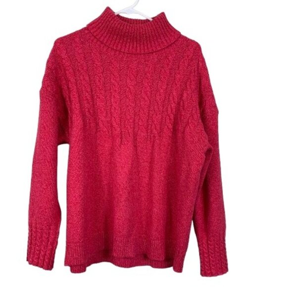 Sundance Cable Knit Turtleneck Sweater Rose Pink Size Large - Picture 1 of 6